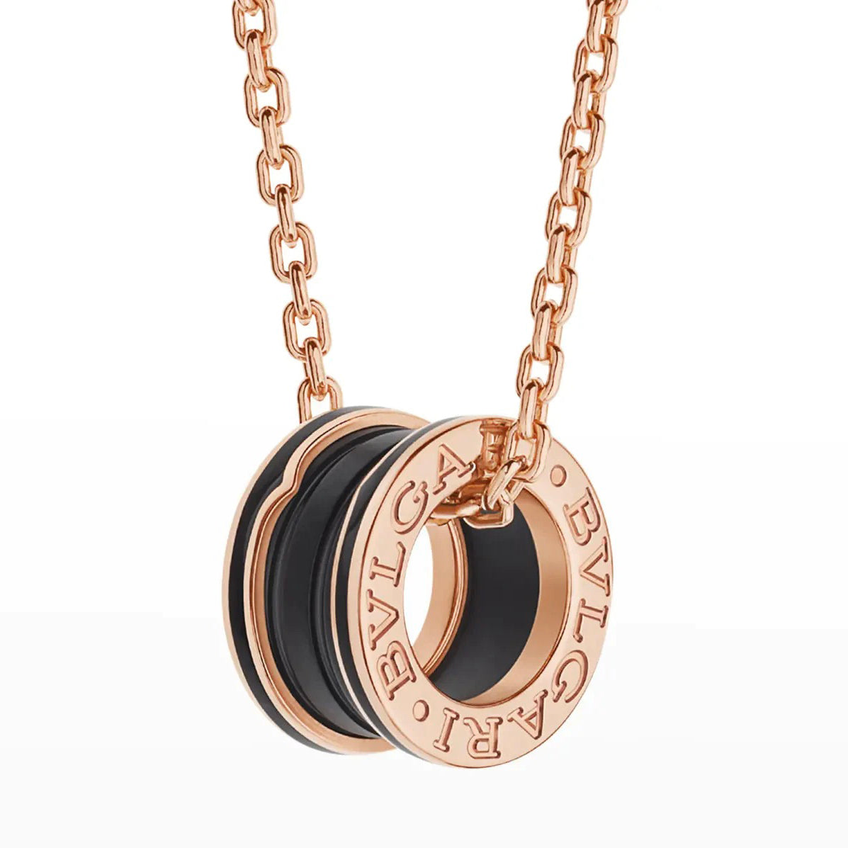 [Luna Brilliance]ZERO 1 BLACK CERAMIC PINK GOLD NECKLACE