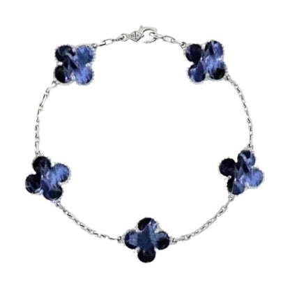 [Luna Brilliance]CLOVER 5 MOTIF PIETERSITE SILVER BRACELET