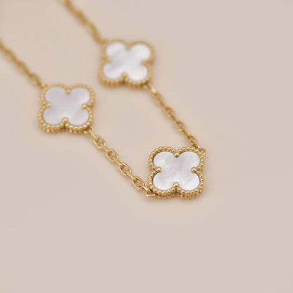 [Luna Brilliance]CLOVER  5 MOTIF WHITE MOP BRACELET