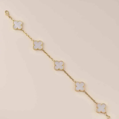 [Luna Brilliance]CLOVER WHITE PEARL MOP 5 MOTIF BRACELET COLLECTION