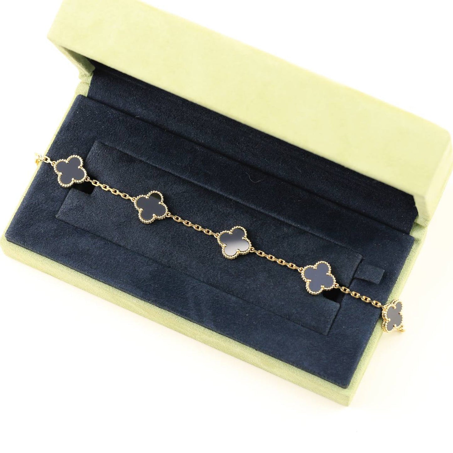 [Luna Brilliance]CLOVER  5 MOTIFS BLACK ONYX BRACELET