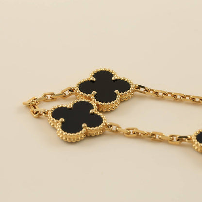 [Luna Brilliance]CLOVER  5 MOTIFS BLACK ONYX BRACELET