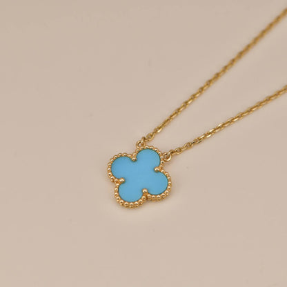 [Luna Brilliance]CLOVER 15MM VINTAGE TURQUOISE NECKLACE