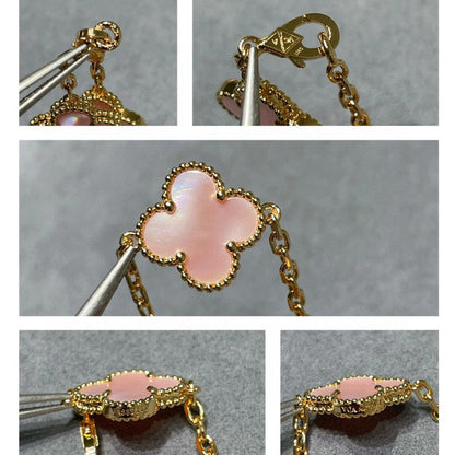 [Luna Brilliance]CLOVER 10 MOTIFS PINK MOP NECKLACE