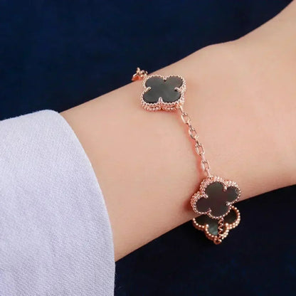 [Luna Brilliance]CLOVER 5 MOTIF GRAY MOP  BRACELET