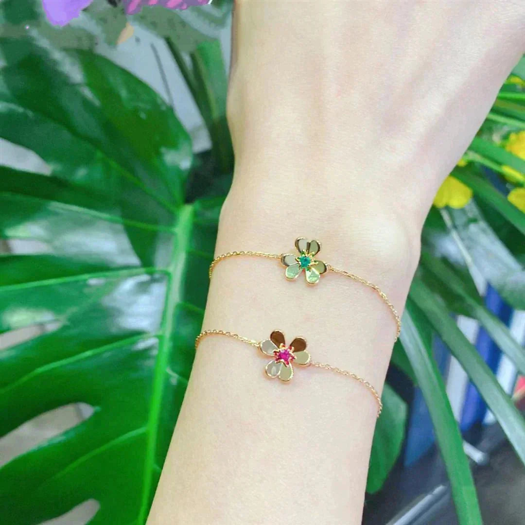 [Luna Brilliance]FRIVOLE GOLD FLOWER PINK MALACHITE BRACELET