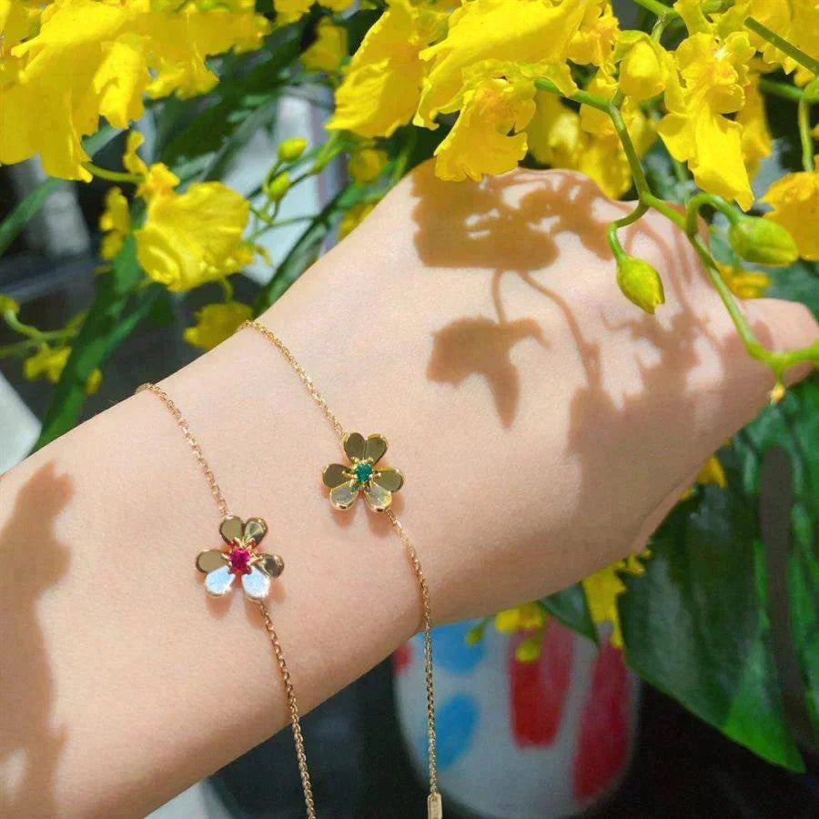 [Luna Brilliance]FRIVOLE GOLD FLOWER PINK MALACHITE BRACELET