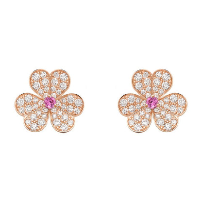 [Luna Brilliance]FRIVOLE PINK GOLD FLOWER DIAMOND EARRINGS