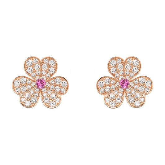 [Luna Brilliance]FRIVOLE PINK GOLD FLOWER DIAMOND EARRINGS