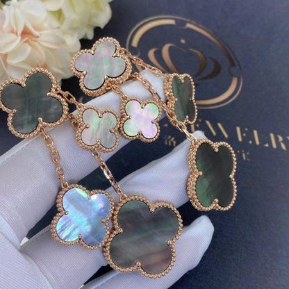 [Luna Brilliance]CLOVER EARRINGS DARK MOP 4 MOTIFS ROSE GOLD