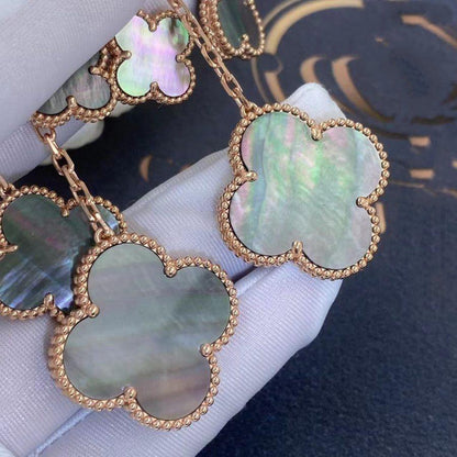 [Luna Brilliance]CLOVER EARRINGS DARK MOP 4 MOTIFS ROSE GOLD