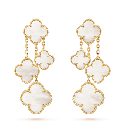 [Luna Brilliance]CLOVER EARRINGS WHITE MOP 4 MOTIFS GOLD