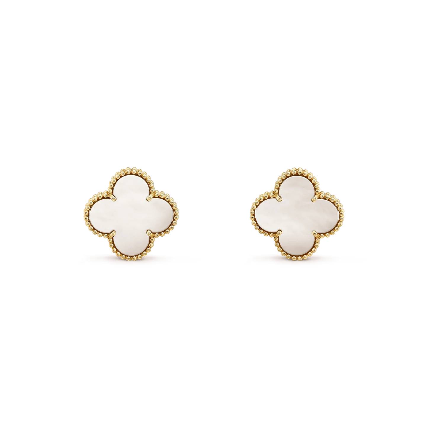 [Luna Brilliance]CLOVER MEDIUM 1 MOTIFS  WHITE MOP STUD EARRINGS