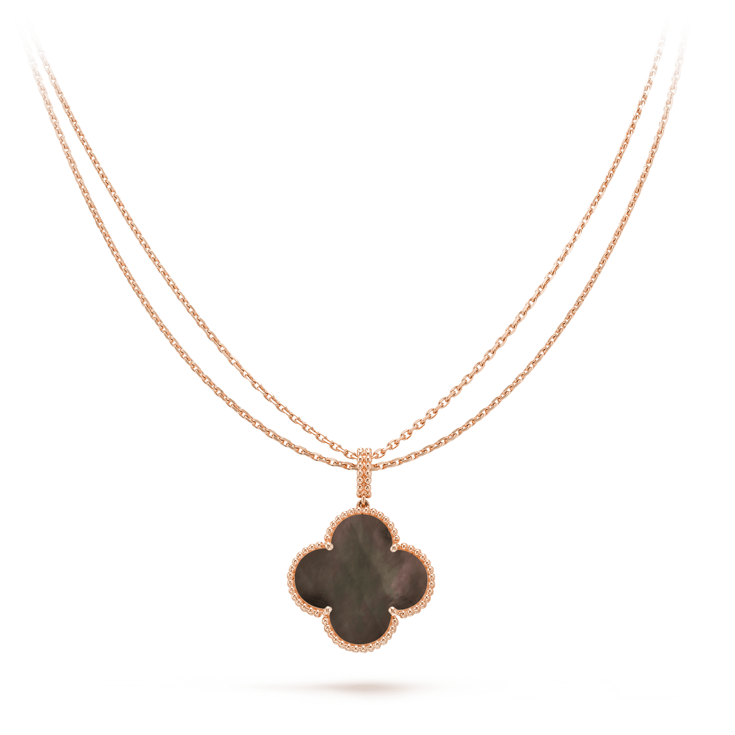 [Luna Brilliance]CLOVER 25MM GOLD DARK MOP BIG CLOVER NECKLACE