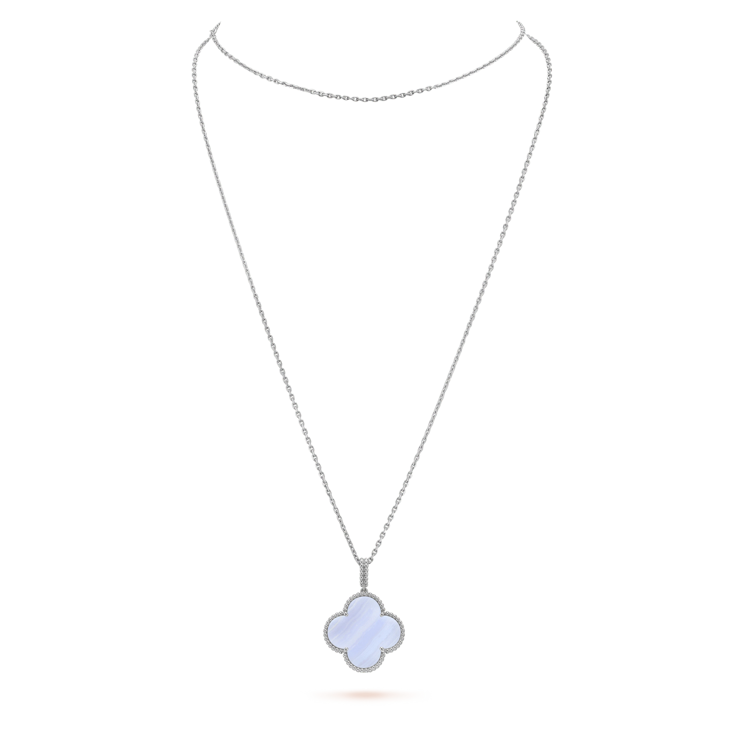 [Luna Brilliance]CLOVER SILVER CHALCEDONY BIG CLOVER NECKLACE