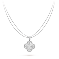 [Luna Brilliance]CLOVER 25MM SILVER FULL DIAMOND BIG CLOVER NECKLACE