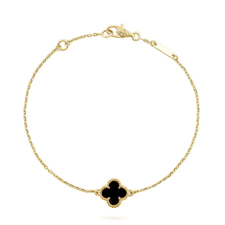 [Luna Brilliance]CLOVER ONYX SINGLE FLOWER BRACELET
