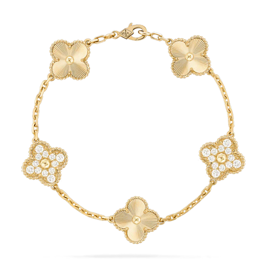 [Luna Brilliance]CLOVER BRACELET 5 MOTIFS GOLD DIAMOND