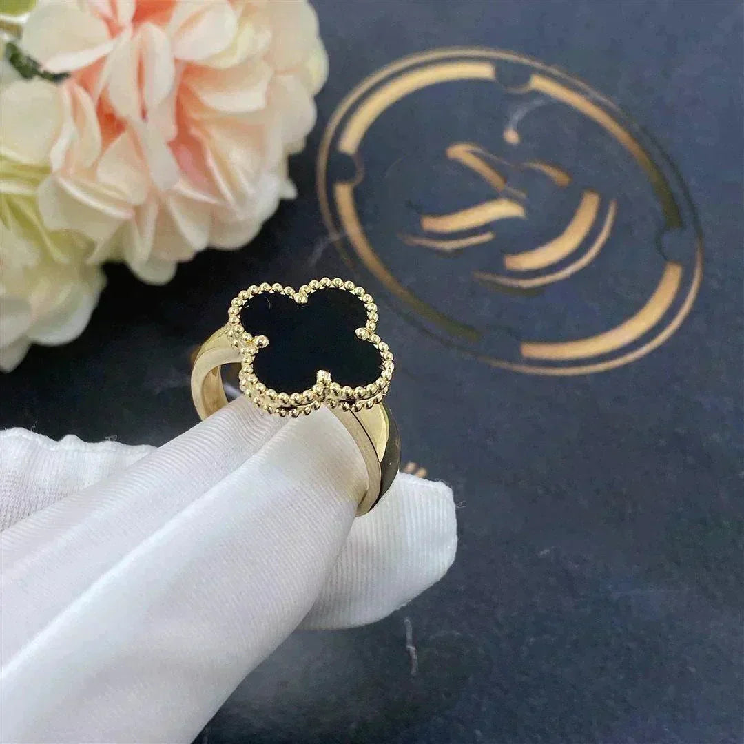 [Luna Brilliance]CLOVER ONYX RING