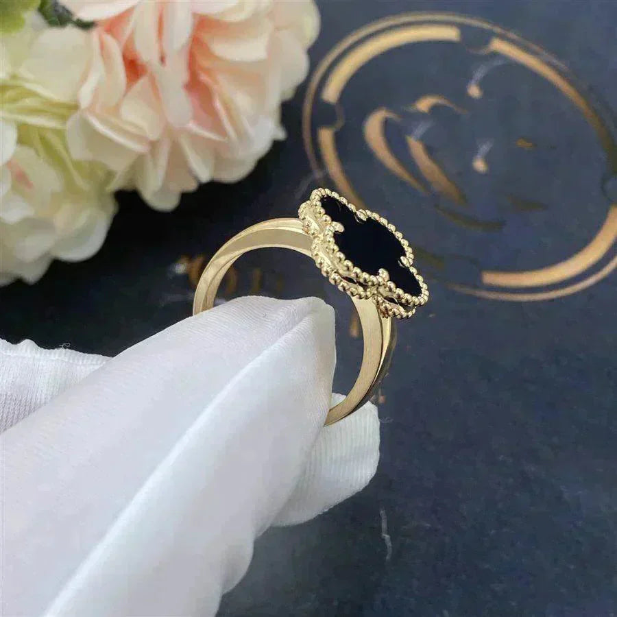 [Luna Brilliance]CLOVER ONYX RING
