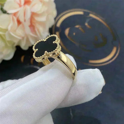 [Luna Brilliance]CLOVER ONYX RING
