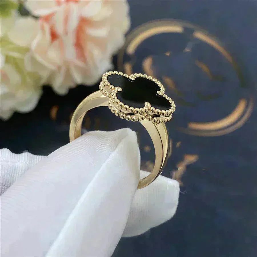 [Luna Brilliance]CLOVER ONYX RING