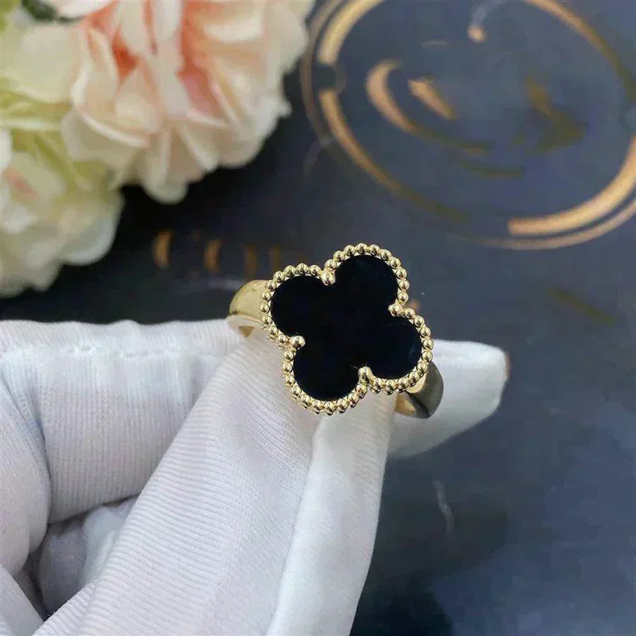[Luna Brilliance]CLOVER ONYX RING