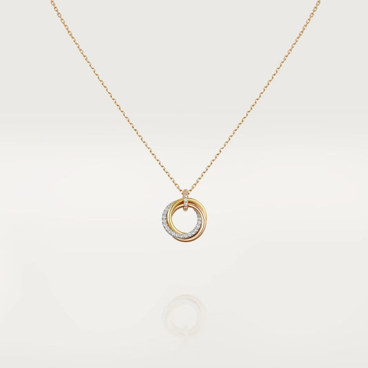 [Luna Brilliance]TRINITY NECKLACE SILVER GOLD PINK GOLD DIAMONDS
