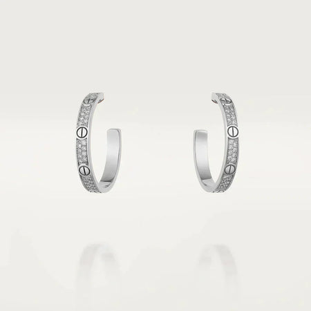 [Luna Brilliance]LOVE DIAMOND SILVER HOOP EARRINGS
