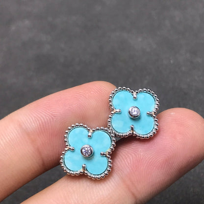 [Luna Brilliance]CLOVER 1 DIAMOND BLUE SKY SILVER EARRINGS