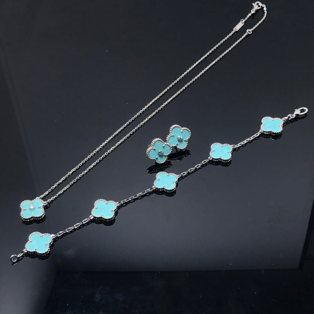 [Luna Brilliance]CLOVER 1 DIAMOND BLUE SKY SILVER EARRINGS
