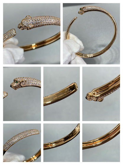 [Luna Brilliance]PANTHERE FULL DIAMOND OPEN BRACELET