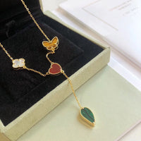 [Luna Brilliance]LUCKY SPRING 4 MOTIFS ROSE GOLD NECKLACE