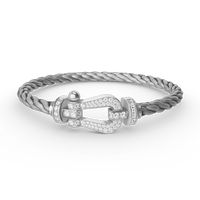 [Luna Brilliance]FORCE LARGE HORSESHOE FULL DIAMOND BRACELET SILVER