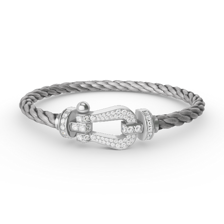 [Luna Brilliance]FORCE LARGE HORSESHOE FULL DIAMOND BRACELET SILVER
