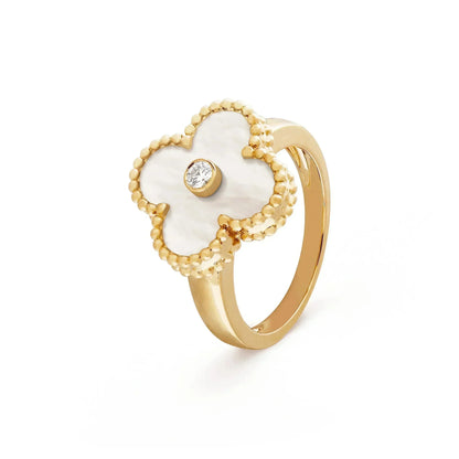 [Luna Brilliance]CLOVER PINK MOP RING GOLD DIAMOND